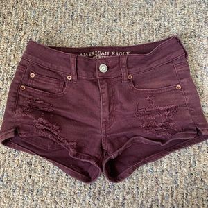 low rise maroon shorts